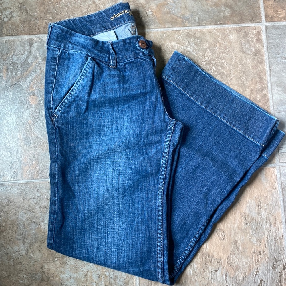 Y2K American Eagle 🦅 Stovepipe Wide leg Jeans 12 2003/04 🍂🍁🍂